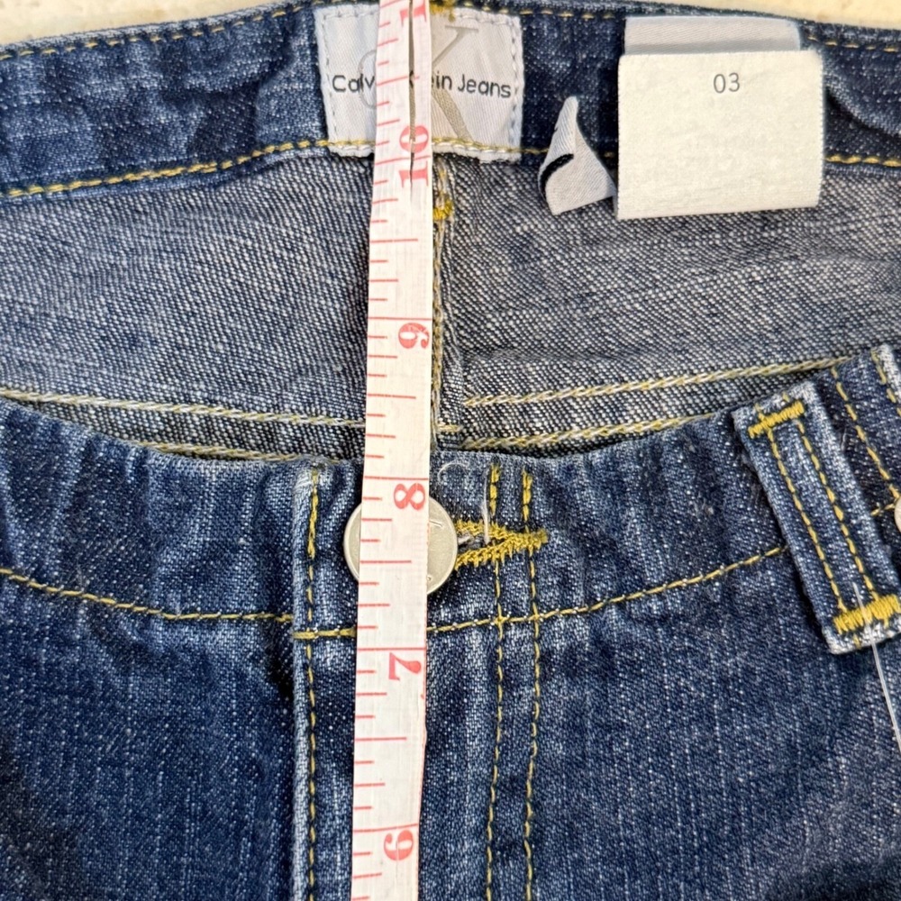 Calvin Klein Low Rise Flare Jeans Y2K Womens 7 Dark Wash Bootcut 32x33 NWT - Picture 13 of 14